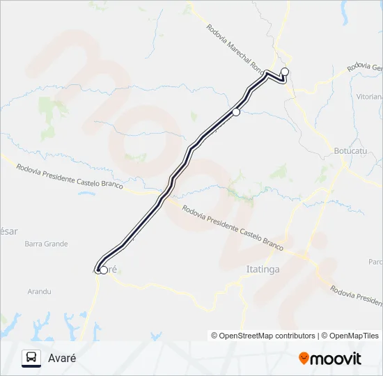 502 AVARÉ - SÃO MANUEL Bus Line Map