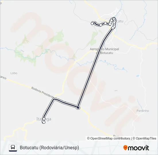 401 ITATINGA - BOTUCATU Bus Line Map