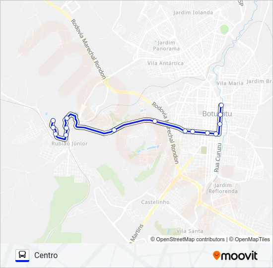 211 UNESP - CENTRO Bus Line Map