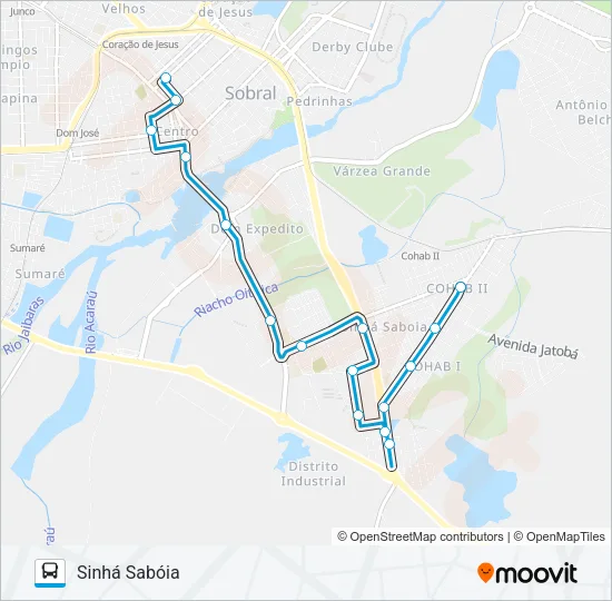02 SINHÁ SABÓIA / CENTRO Bus Line Map