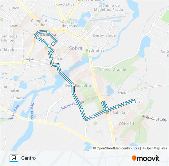 02 SINHÁ SABÓIA / CENTRO Bus Line Map