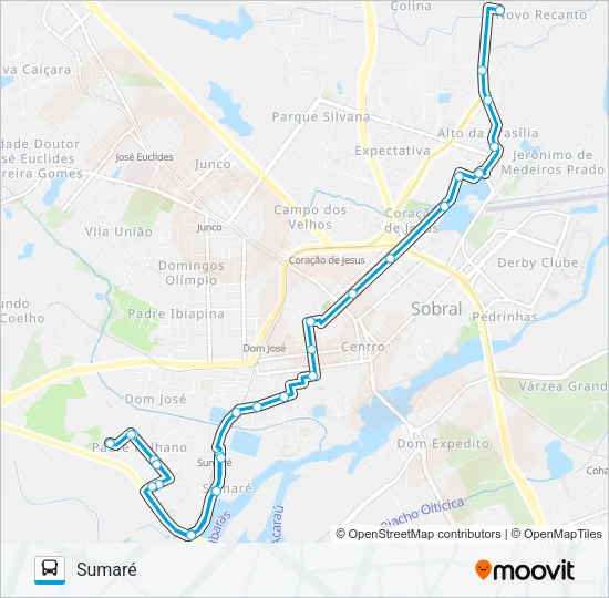 08 VILA RECANTO / SUMARÉ VIA CENTRO Bus Line Map
