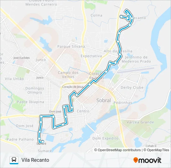 08 VILA RECANTO / SUMARÉ VIA CENTRO Bus Line Map