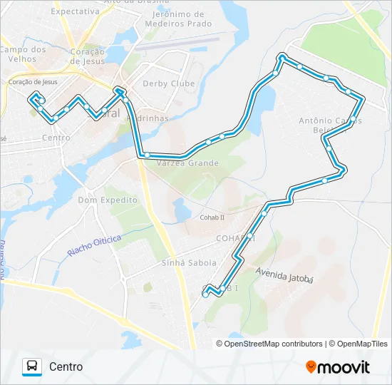07 SINHÁ SABOIA / CENTRO / VIA BELCHIOR Bus Line Map