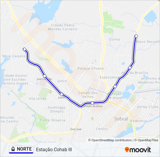 Rota Da Linha Norte Horários Paradas E Mapas Estação Cohab Iii Atualizado 8255