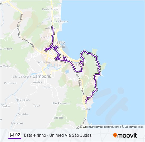 Mapa da linha 02 de ônibus