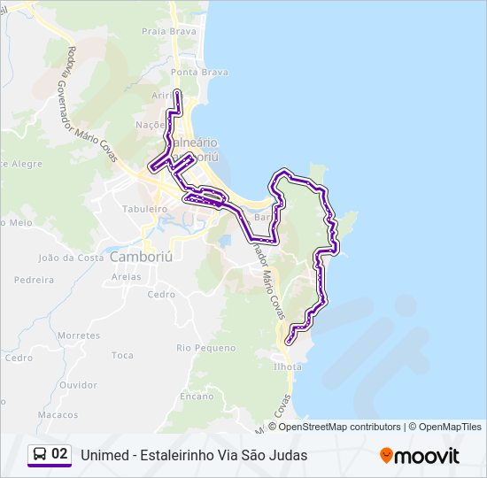 Mapa da linha 02 de ônibus