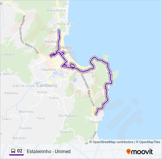 Mapa da linha 02 de ônibus