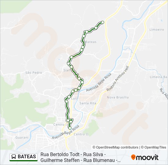 Mapa da linha BATEAS de ônibus