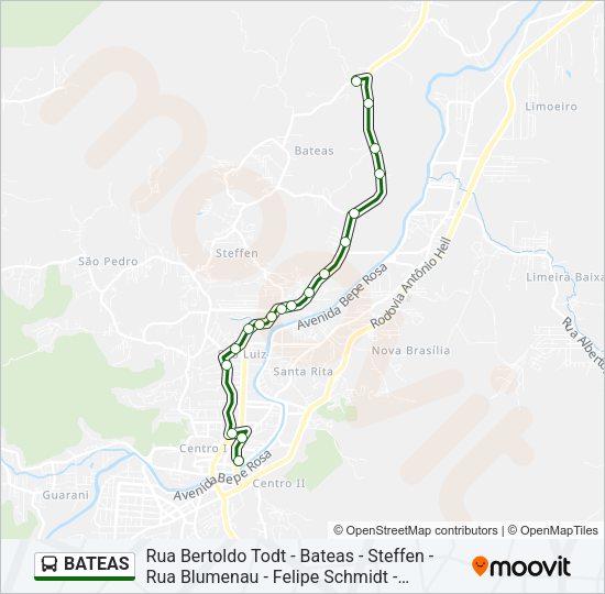 Mapa da linha BATEAS de ônibus