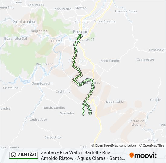 Mapa da linha ZANTÃO de ônibus