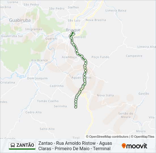 Mapa da linha ZANTÃO de ônibus