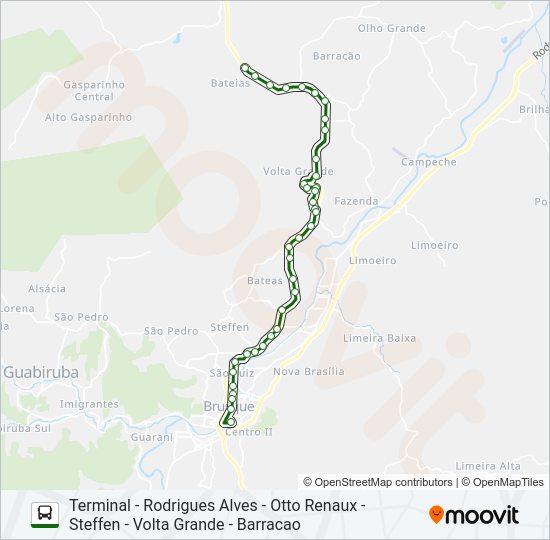 Mapa da linha BARRACÃO de ônibus