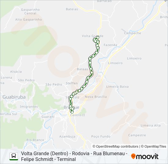 Mapa da linha BARRACÃO de ônibus