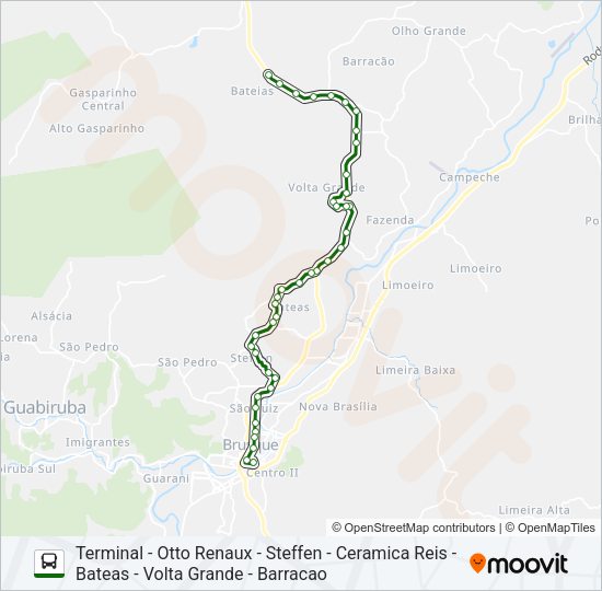 Mapa da linha BARRACÃO de ônibus