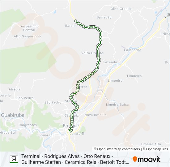 Mapa da linha BARRACÃO de ônibus