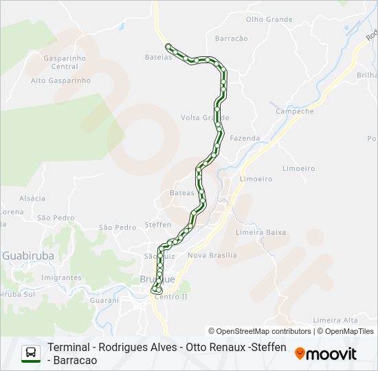 Mapa da linha BARRACÃO de ônibus