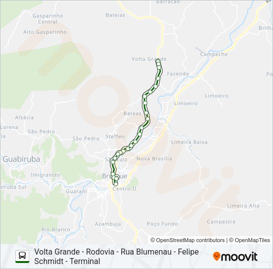 Mapa da linha BARRACÃO de ônibus