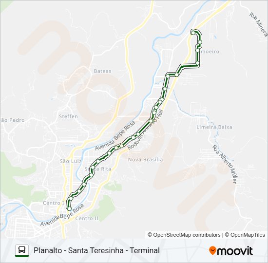 Mapa da linha PLANALTO de ônibus