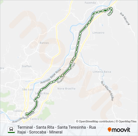 Mapa da linha SOROCABA de ônibus