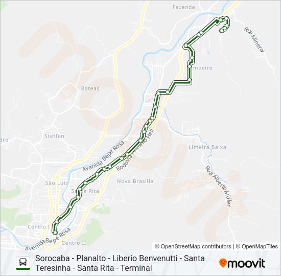 Mapa da linha SOROCABA de ônibus