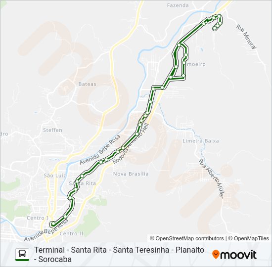 Mapa da linha SOROCABA de ônibus