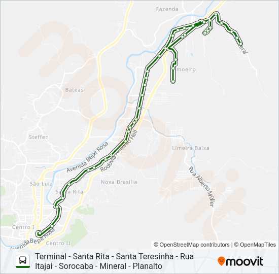Mapa da linha SOROCABA de ônibus