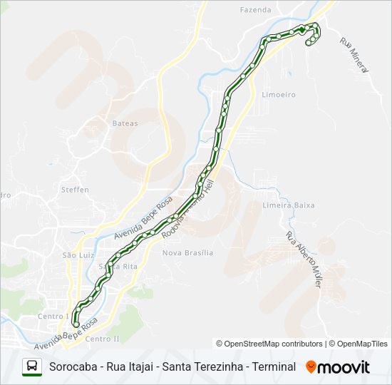 Mapa da linha SOROCABA de ônibus