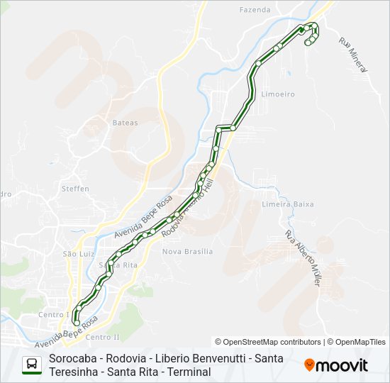 Mapa da linha SOROCABA de ônibus