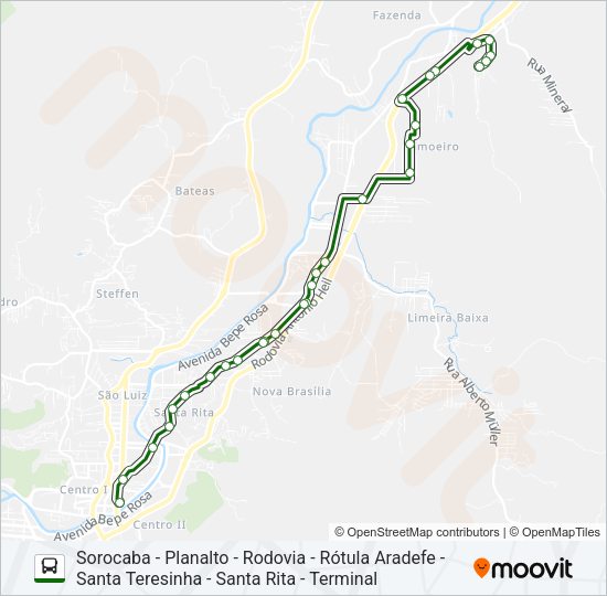 Mapa da linha SOROCABA de ônibus