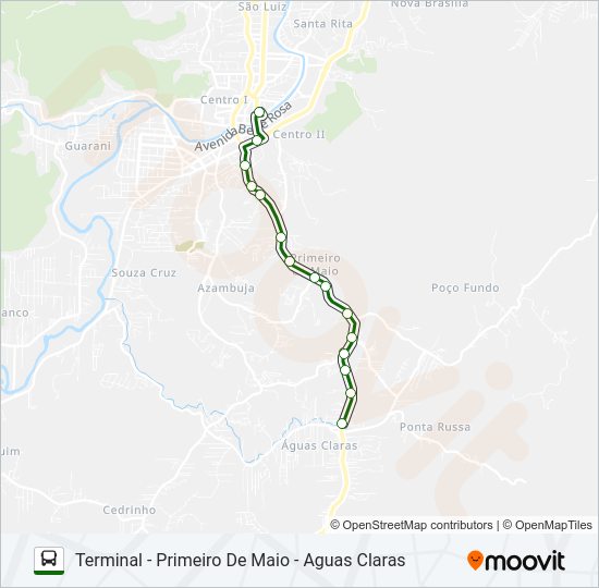 Mapa da linha AGUAS CLARAS de ônibus