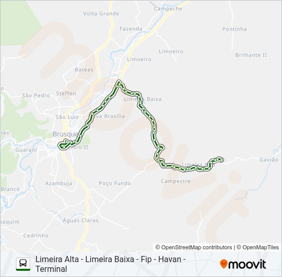 Mapa da linha LIMEIRA ALTA de ônibus