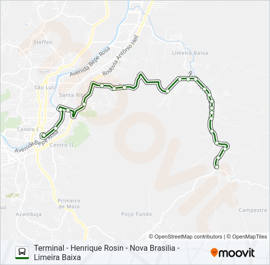 Mapa da linha LIMEIRA BAIXA de ônibus