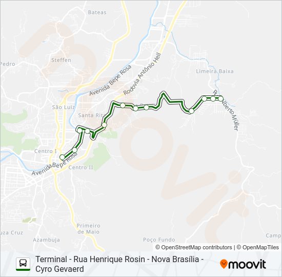 Mapa da linha LIMEIRA BAIXA de ônibus