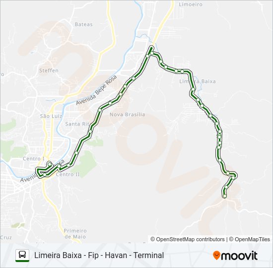 Mapa da linha LIMEIRA BAIXA de ônibus