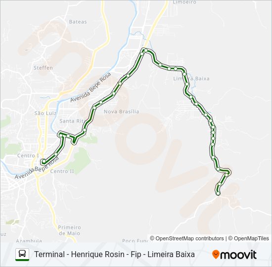 Mapa da linha LIMEIRA BAIXA de ônibus