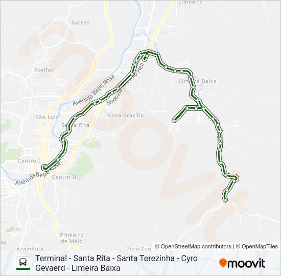 Mapa da linha LIMEIRA BAIXA de ônibus