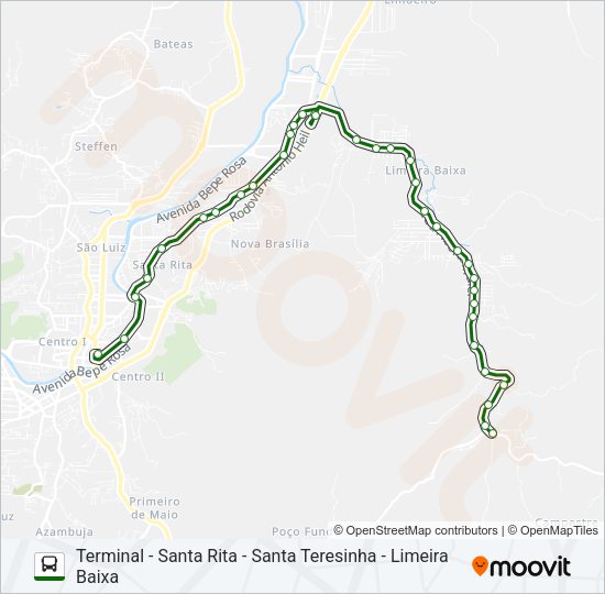 Mapa da linha LIMEIRA BAIXA de ônibus