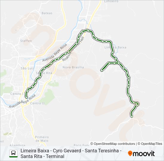 Mapa da linha LIMEIRA BAIXA de ônibus
