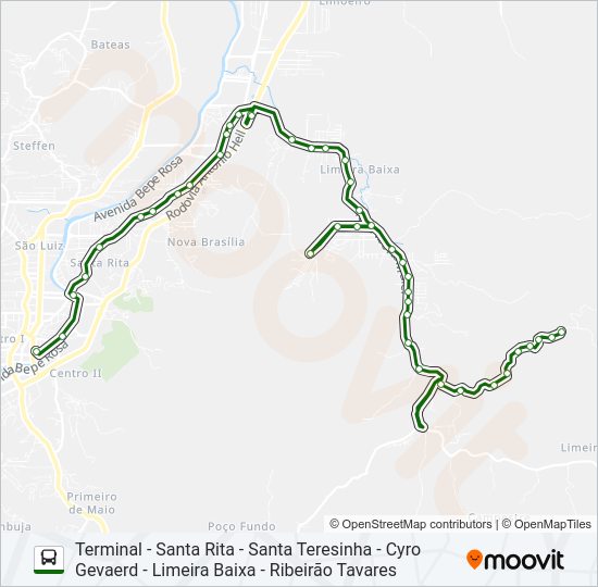 Mapa da linha LIMEIRA BAIXA de ônibus