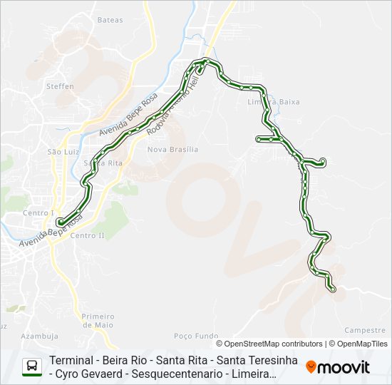 Mapa da linha LIMEIRA BAIXA de ônibus
