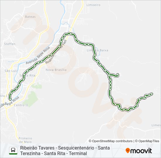 Mapa da linha LIMEIRA BAIXA de ônibus
