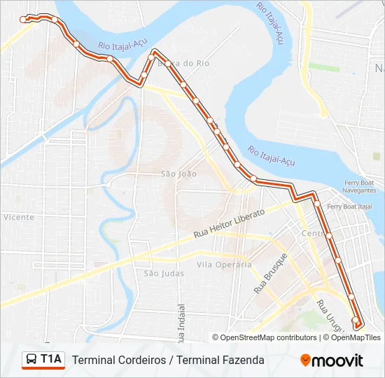 T1A Bus Line Map