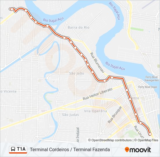 T1A Bus Line Map