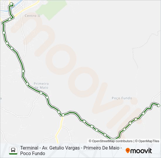 Mapa da linha POÇO FUNDO E PONTA RUSSA de ônibus