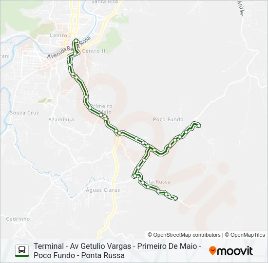 POÇO FUNDO E PONTA RUSSA Bus Line Map