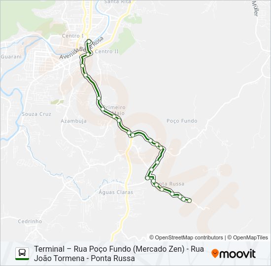 POÇO FUNDO E PONTA RUSSA Bus Line Map