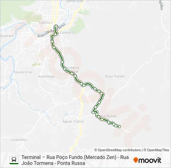 POÇO FUNDO E PONTA RUSSA Bus Line Map
