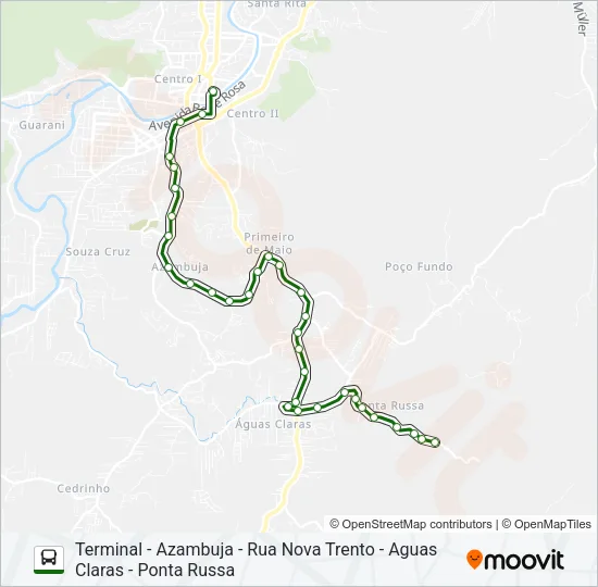 POÇO FUNDO E PONTA RUSSA Bus Line Map
