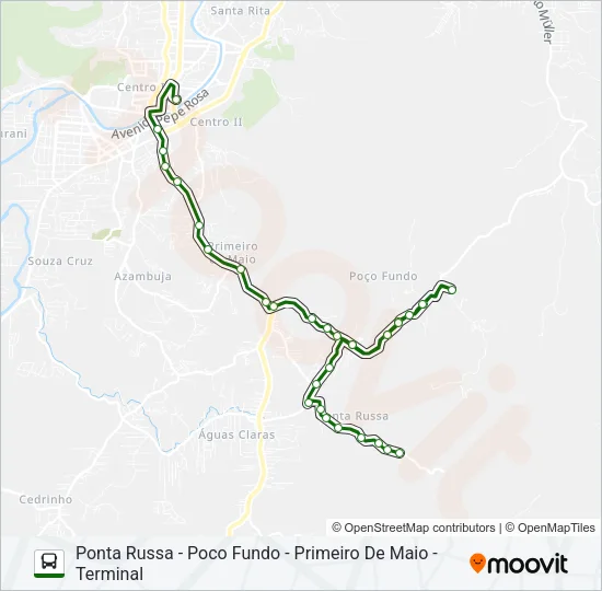 POÇO FUNDO E PONTA RUSSA Bus Line Map